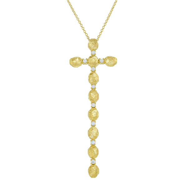 necklace, cross, pendant, gold, k14, k18, handmade jewel, diamonds
