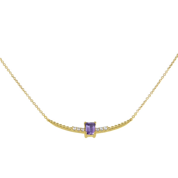 necklace, handmade jewel, gold, K14, K18, semiprecious stones, diamonds, amethyst