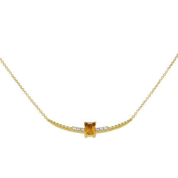 necklace, handmade jewel, gold, K14, K18, semiprecious stones, diamonds, citrine