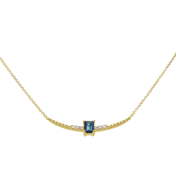 necklace, handmade jewel, gold, K14, K18, semiprecious stones, diamonds, London Blue