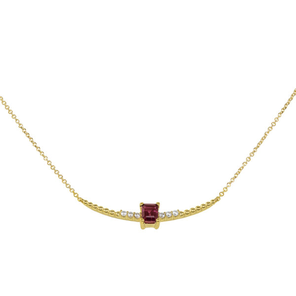 necklace, handmade jewel, gold, K14, K18, semiprecious stones, diamonds, garnet