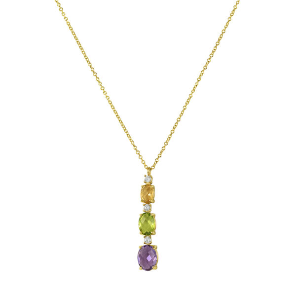 necklace, handmade jewel, gold, K14, K18, semiprecious stones, diamonds, pentad