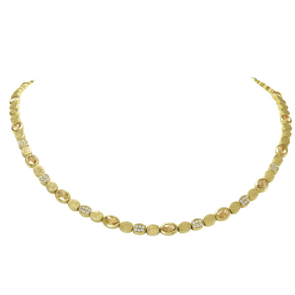 necklace, gold, k14, k18, handmade jewel, diamonds, pentad, semiprecious stones