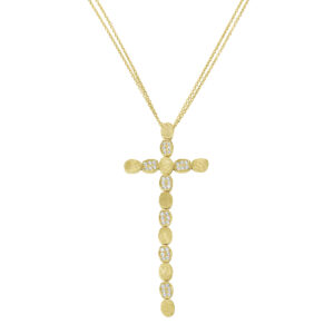 necklace, gold, k14, k18, handmade jewel, diamonds, pentad, cross
