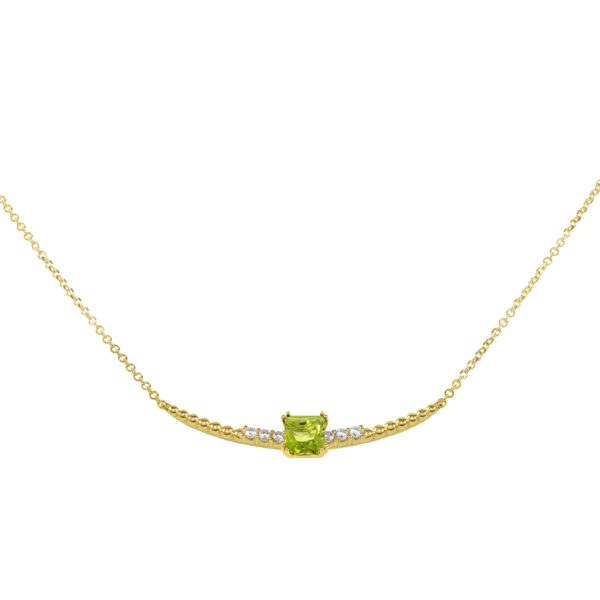 necklace, handmade jewel, gold, K14, K18, semiprecious stones, diamonds, Peridot