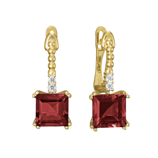 earring, handmade jewel, gold, K14, K18, semiprecious stones, diamonds, Peridot